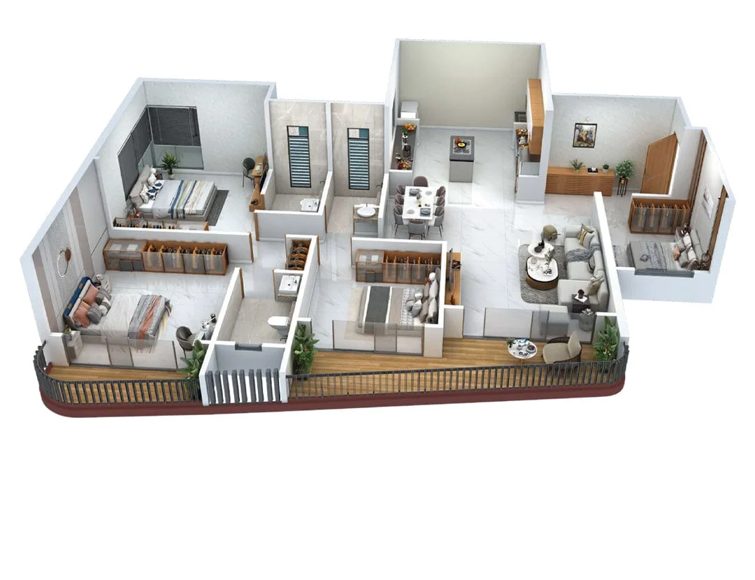 Morya Skydale Thergaon 3.5BHK Floorplan