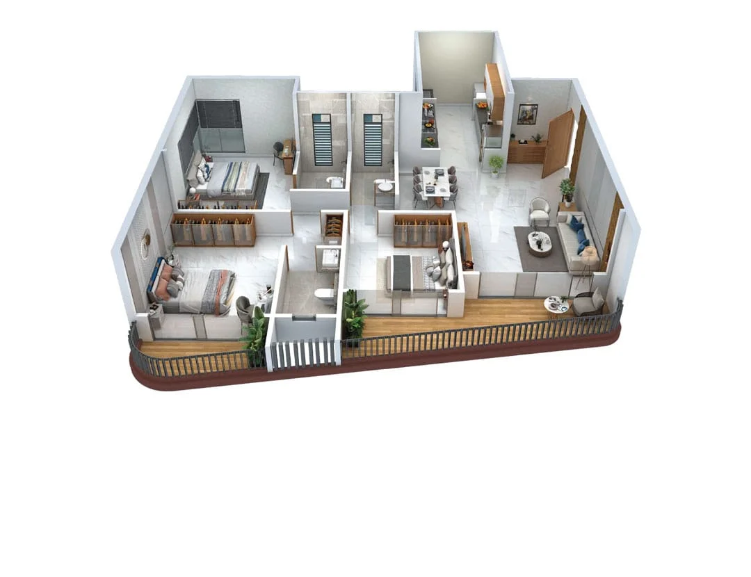 Morya Skydale Thergaon 3BHK Floorplan