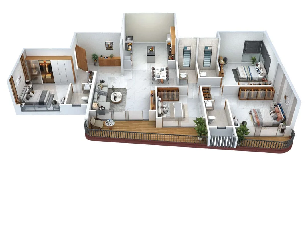 Morya Skydale Thergaon 4BHK Floorplan